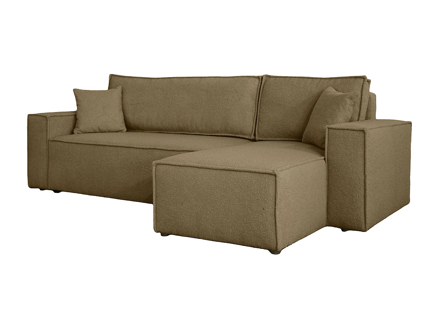 Canapé d'Angle convertible avec fonction de couchage tissu boucle brun Karl L du fabricant