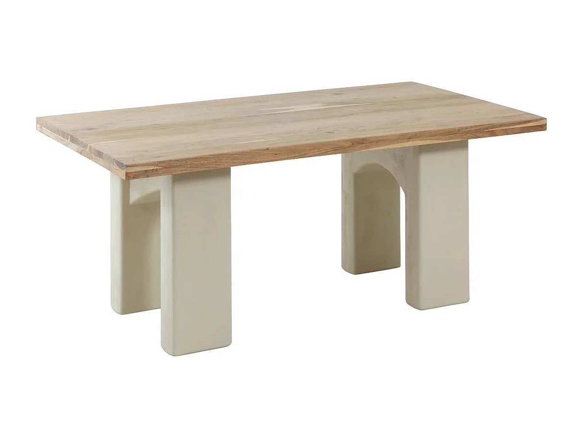 Table à manger en bois d'acacia et pieds en bois effet béton Dalva