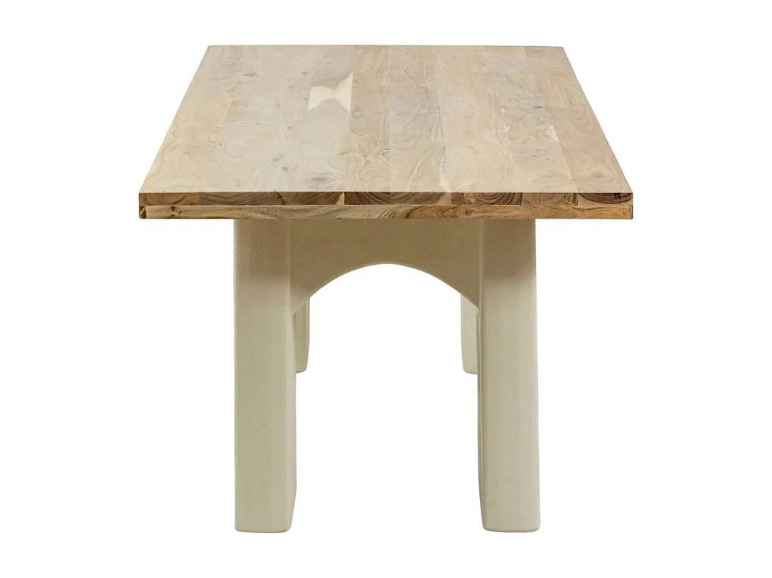 Table à manger en bois d'acacia et pieds en bois effet béton Dalva