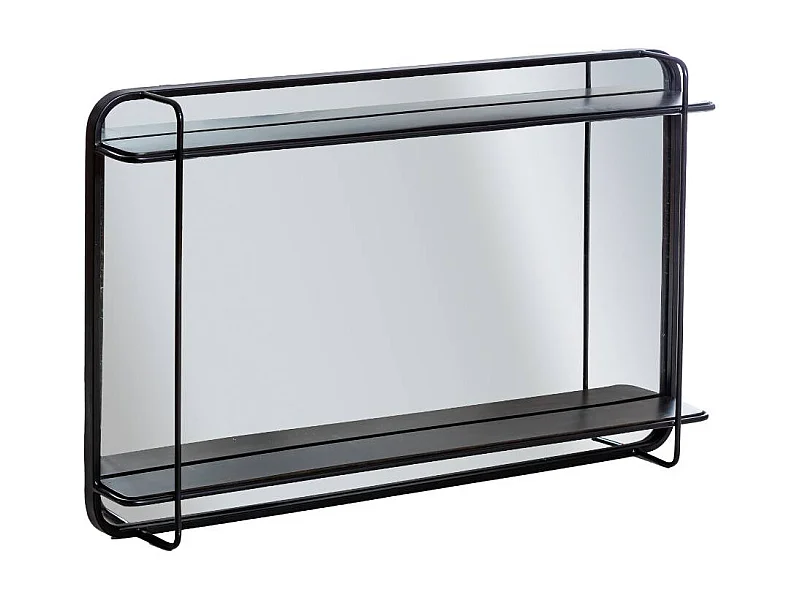 Miroir avec étagère en bois et métal Jill