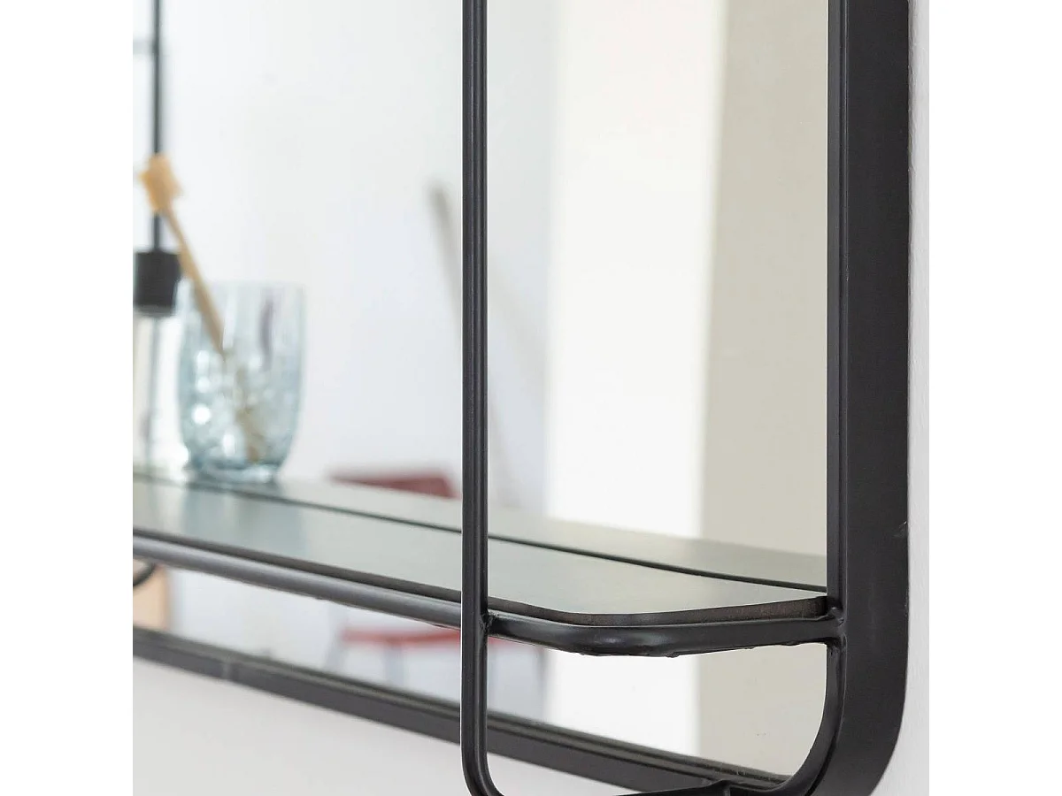 Miroir avec étagère en bois et métal Jill