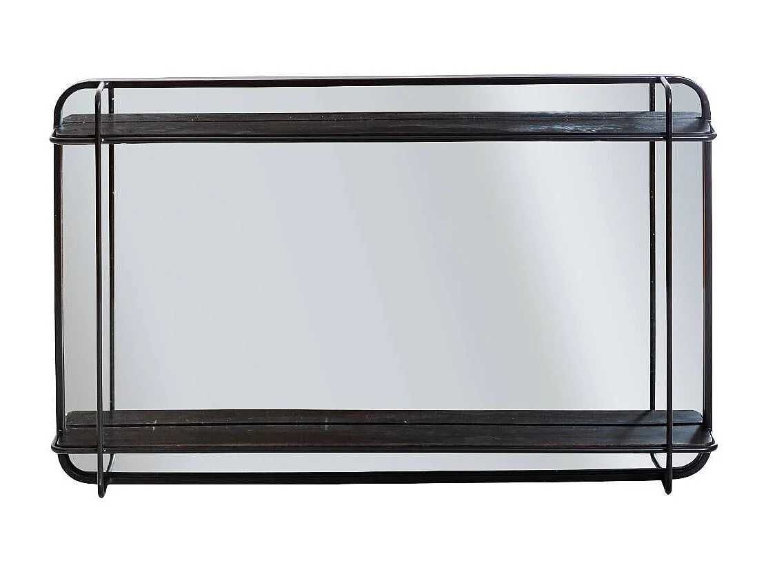 Miroir avec étagère en bois et métal Jill