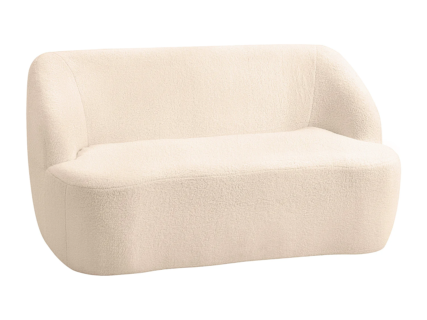 Canapé 2 places bouclette beige dim. 142 x 85 x 73,5 cm aucun montage