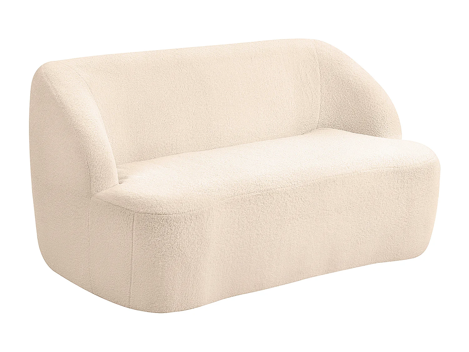 Canapé 2 places bouclette beige dim. 142 x 85 x 73,5 cm aucun montage