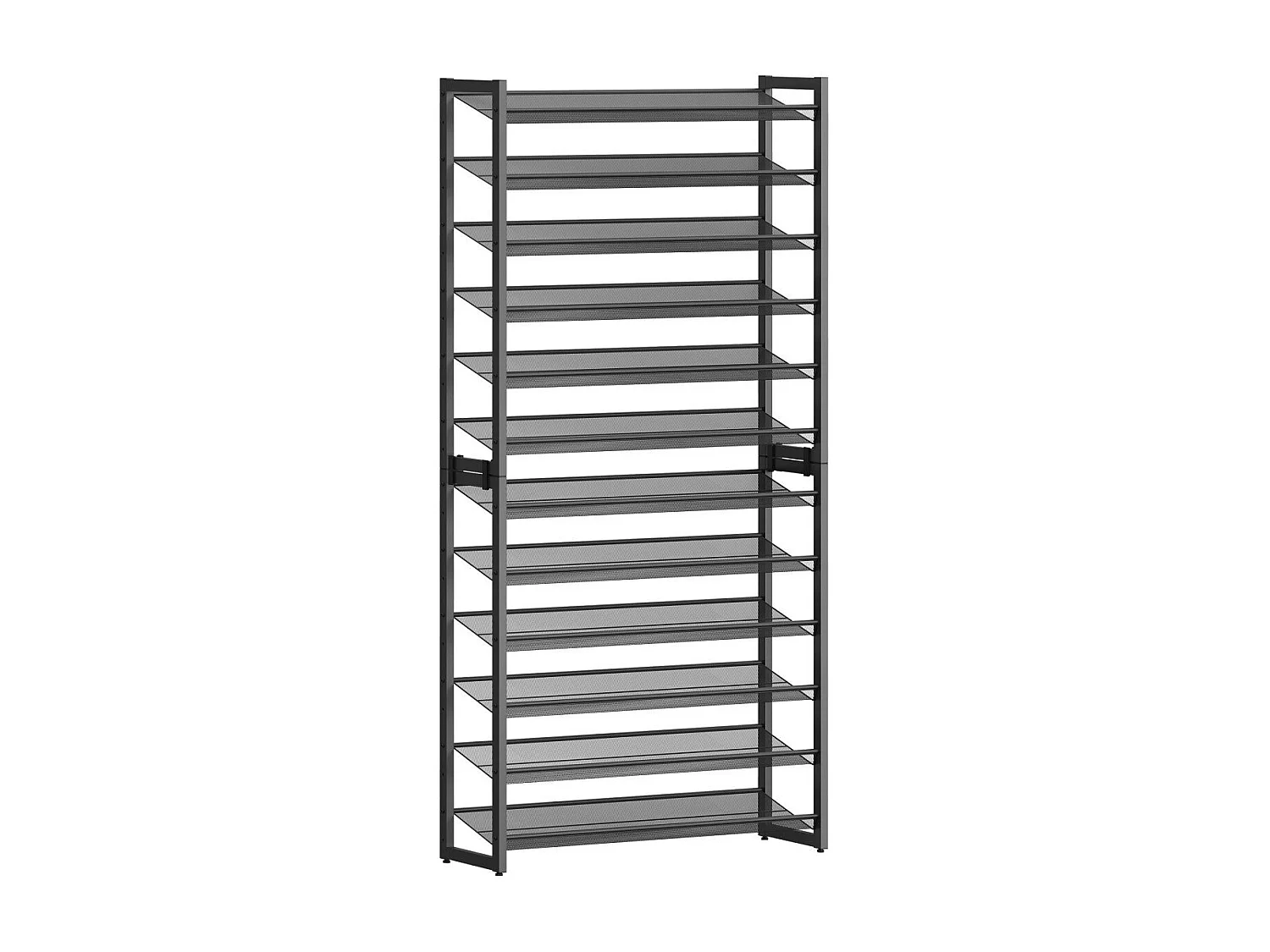 Etagère à chaussures 12 niveaux en métal noir - H221,4 cm