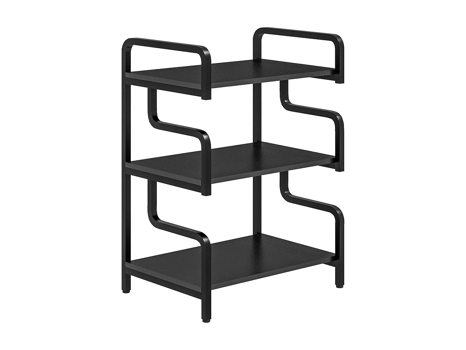 Meuble imprimante design - support imprimante 3 étagères - acier panneaux noir