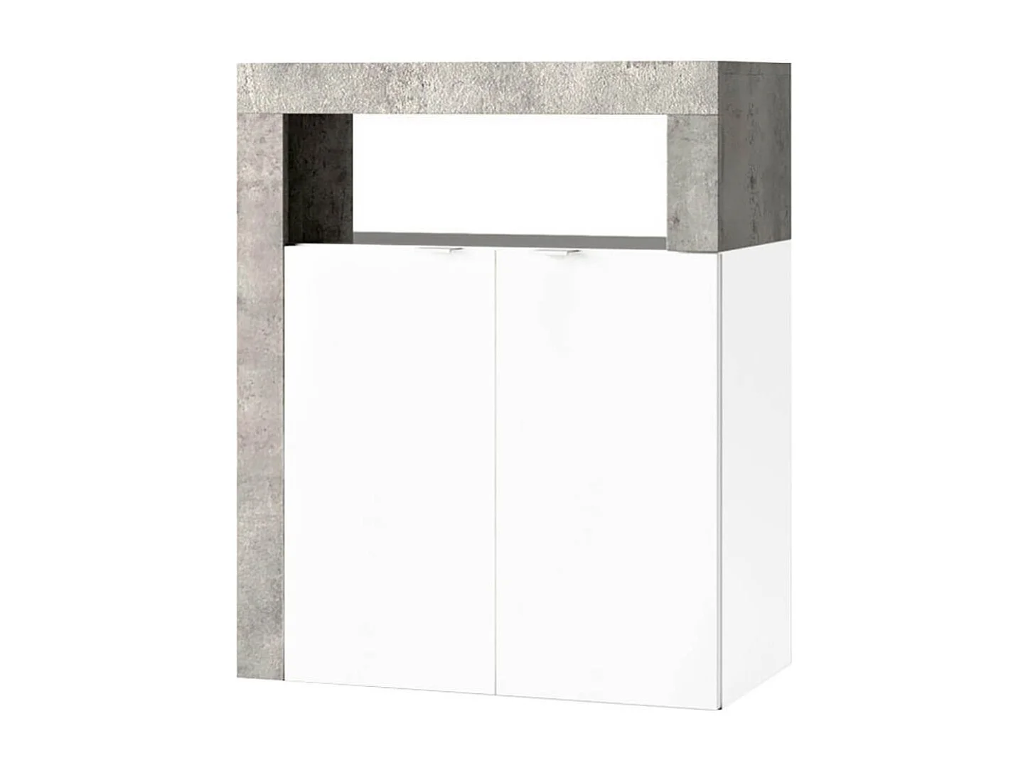 ARTURO - Rangement 2 portes blanc laqué et aspect béton