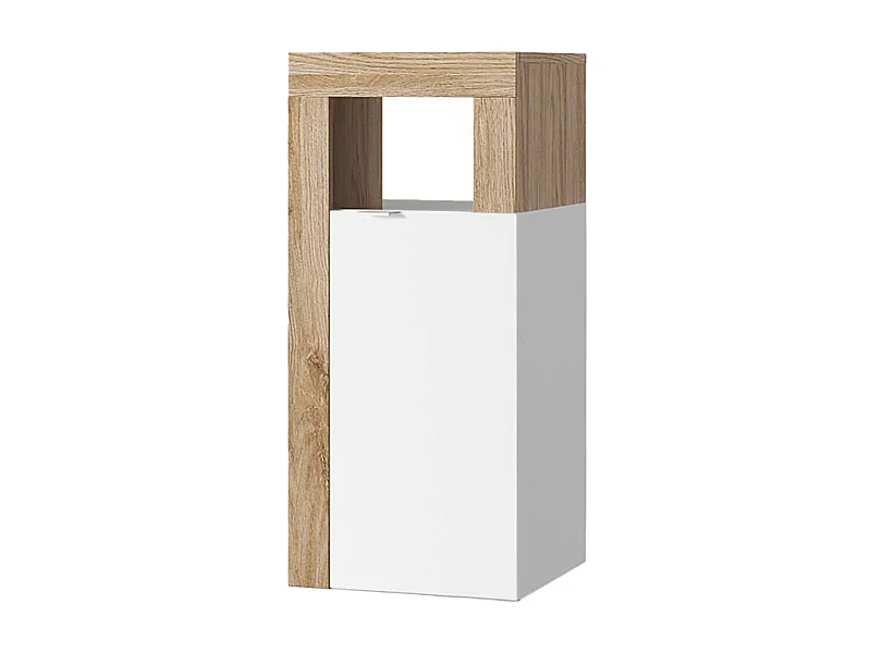 ARTURO - Rangement 1 porte blanc laqué et aspect bois finition Cadiz