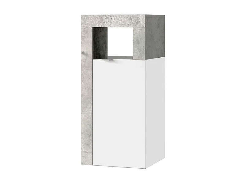 ARTURO - Rangement 1 porte blanc laqué et aspect béton