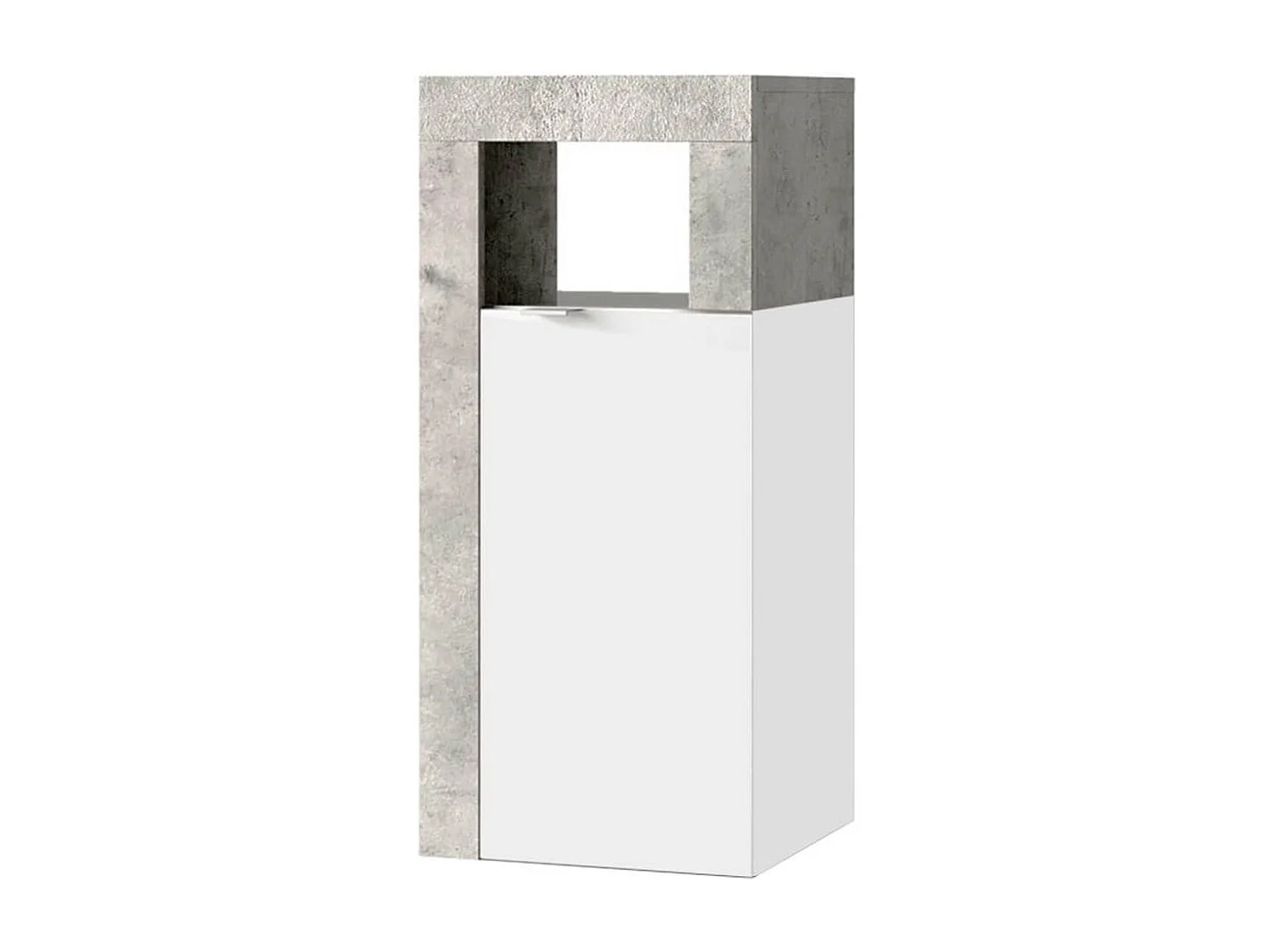 ARTURO - Rangement 1 porte blanc laqué et aspect béton