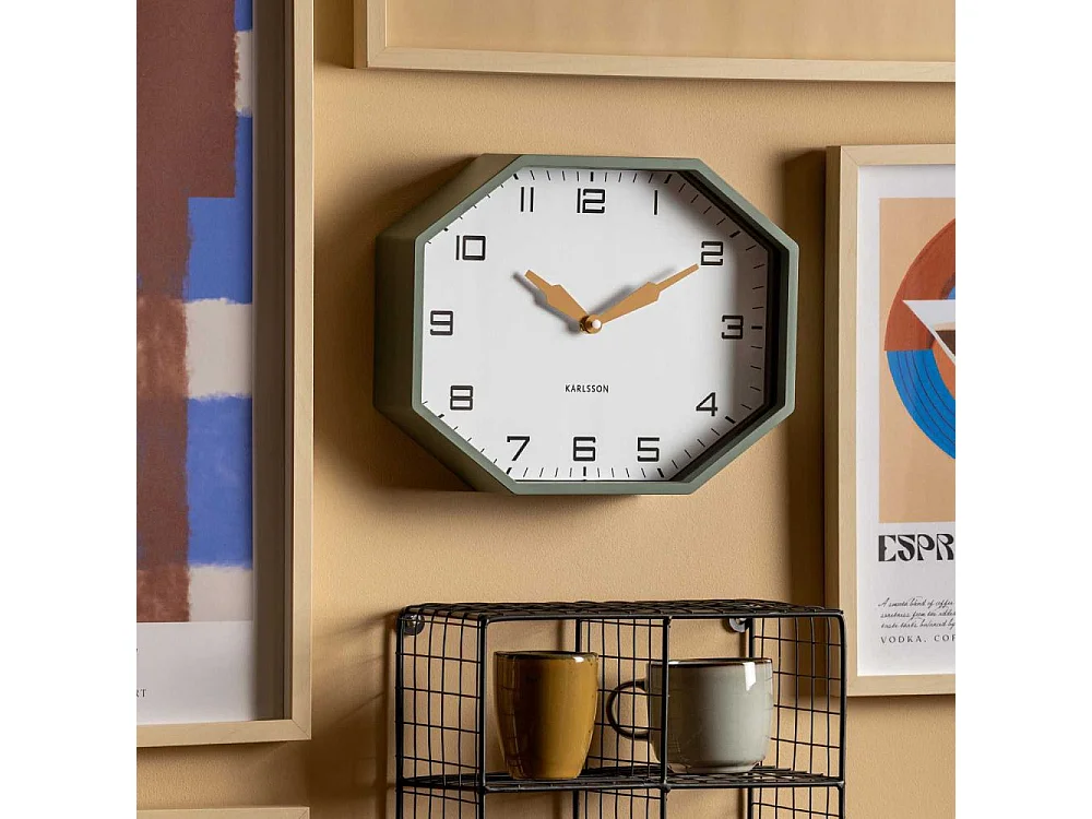 Horloge murale octogonale en résine Factory