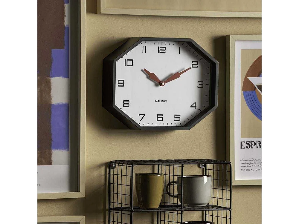 Horloge murale octogonale en résine Factory