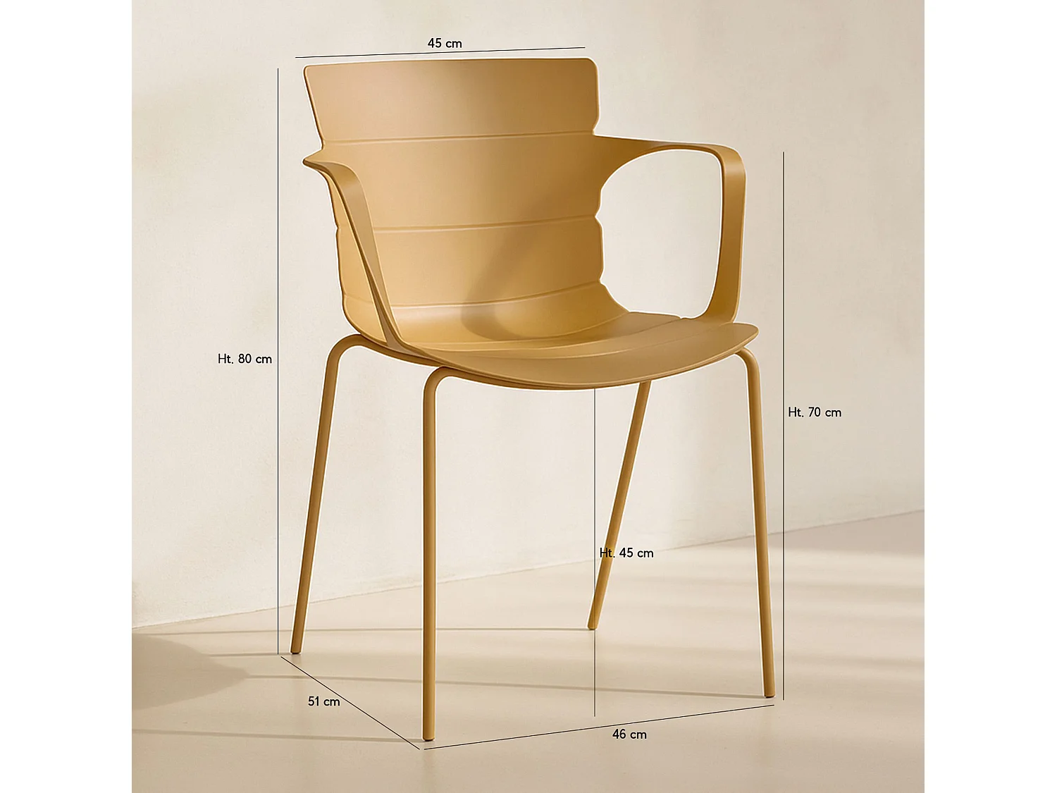 Now's Home - Lot De 4 Fauteuils De Table En Polypropylène Et Metal Ocre Montauk