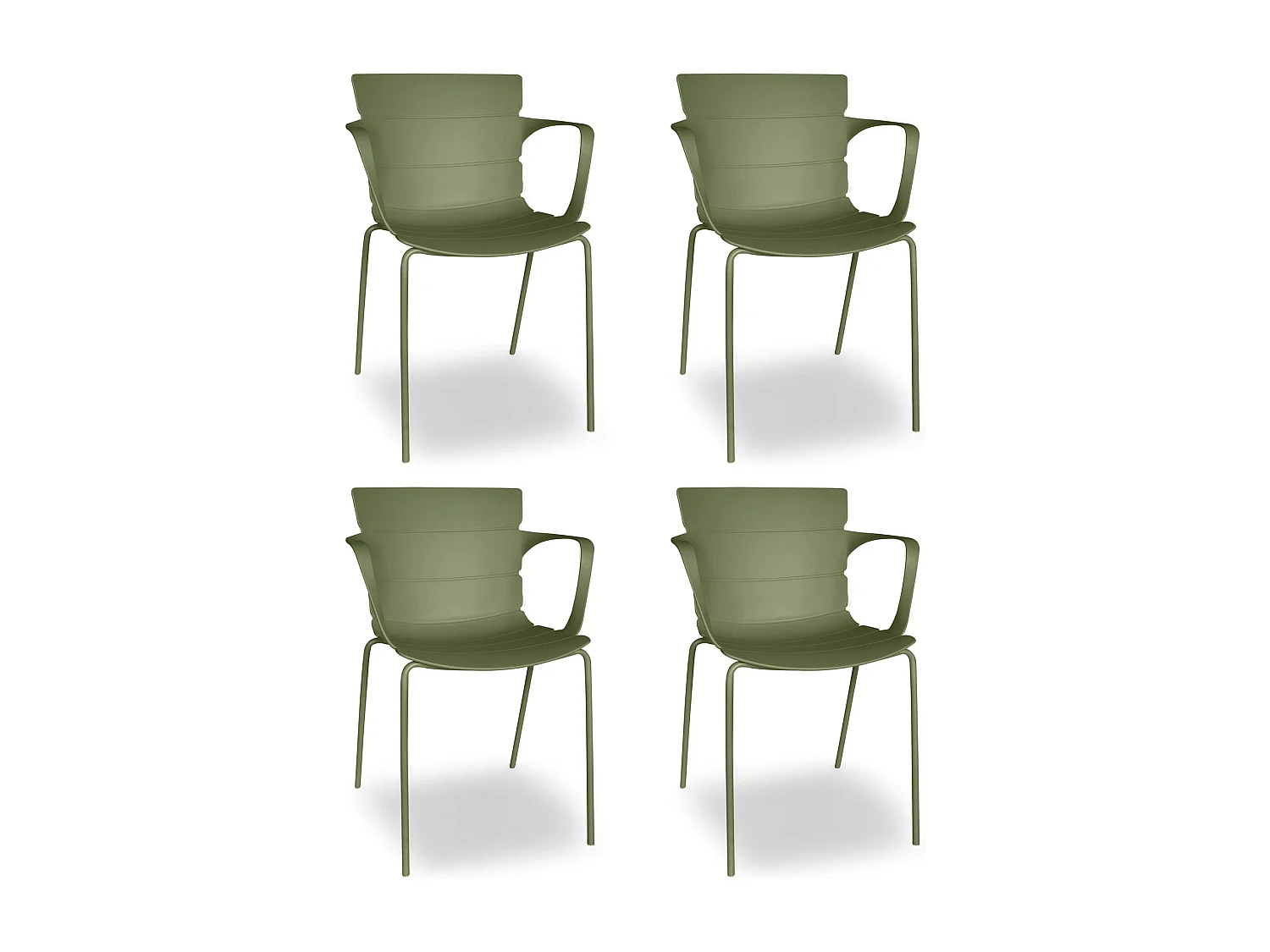 Now's Home - Lot De 4 Fauteuils De Table En Polypropylène Et Metal Vert Montauk
