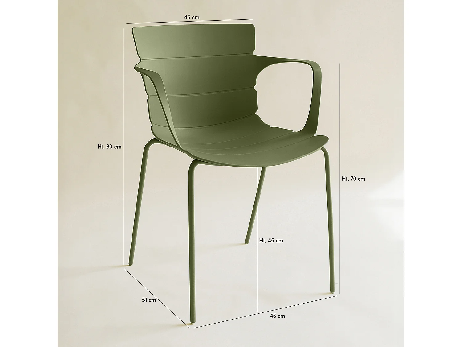 Now's Home - Lot De 4 Fauteuils De Table En Polypropylène Et Metal Vert Montauk