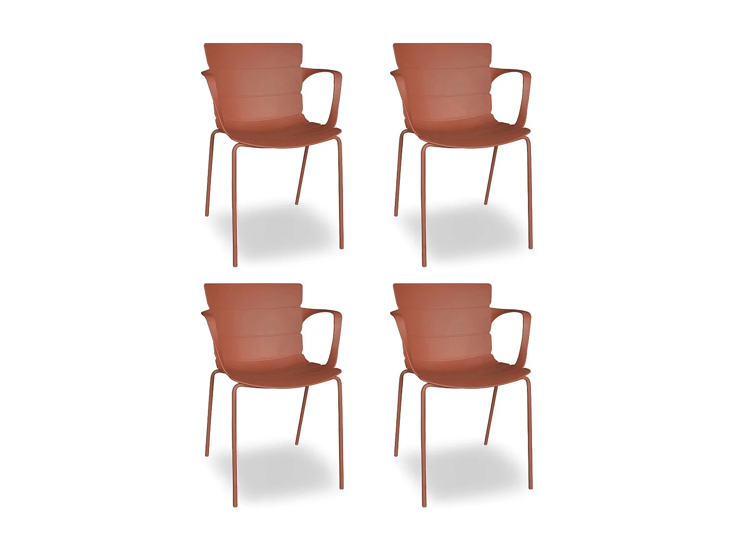 Now's Home - Lot De 4 Fauteuils De Table En Polypropylène Et Metal Brique Montauk