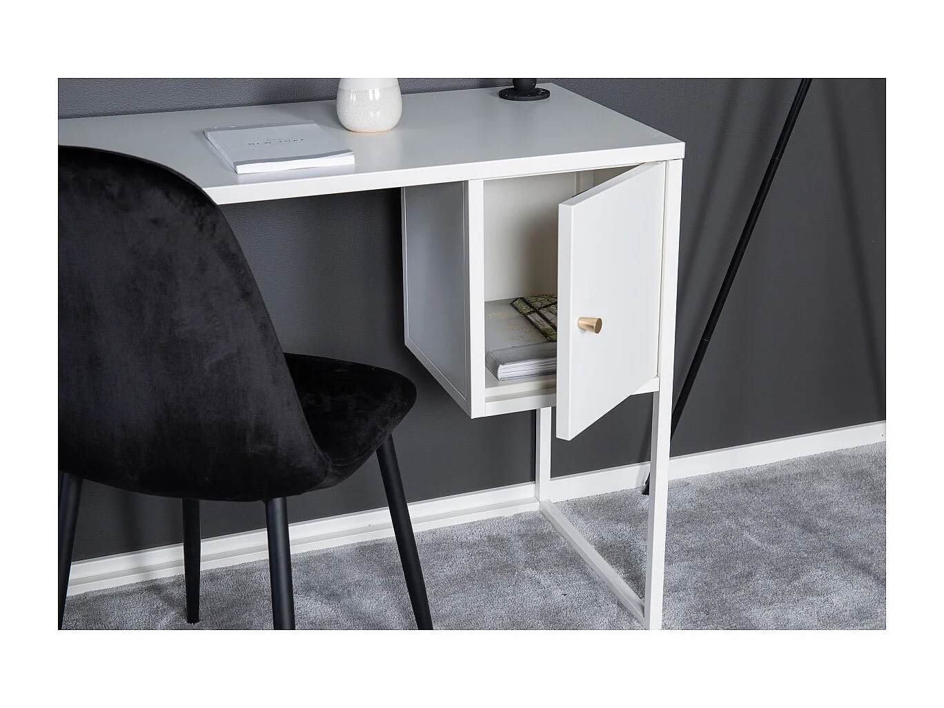 Bureau Design Avec Porte "Bakal" 95cm Blanc
