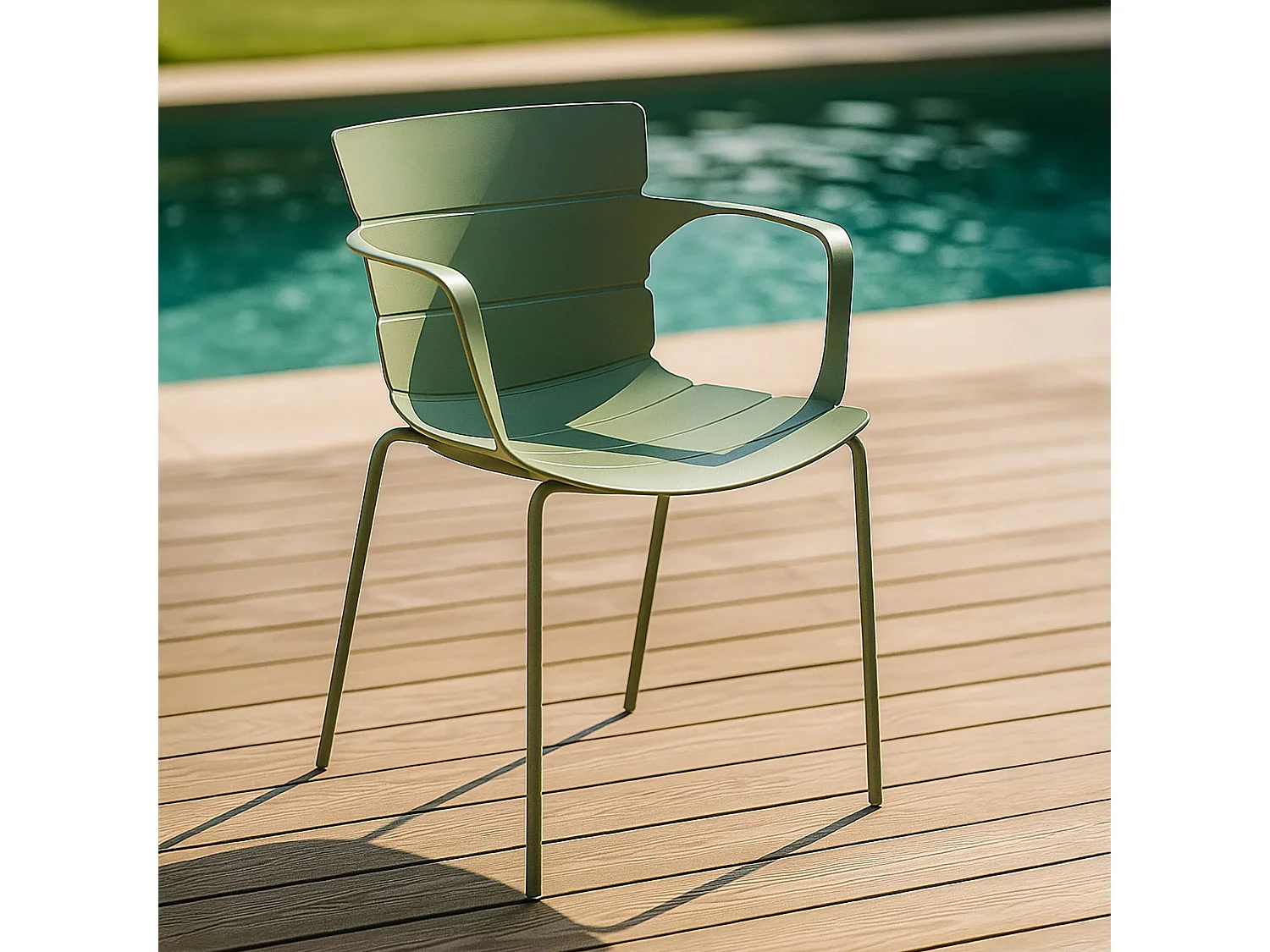 Now's Home - Lot De 4 Fauteuils De Table De Jardin En Polypropylene Et Metal Vert Montauk