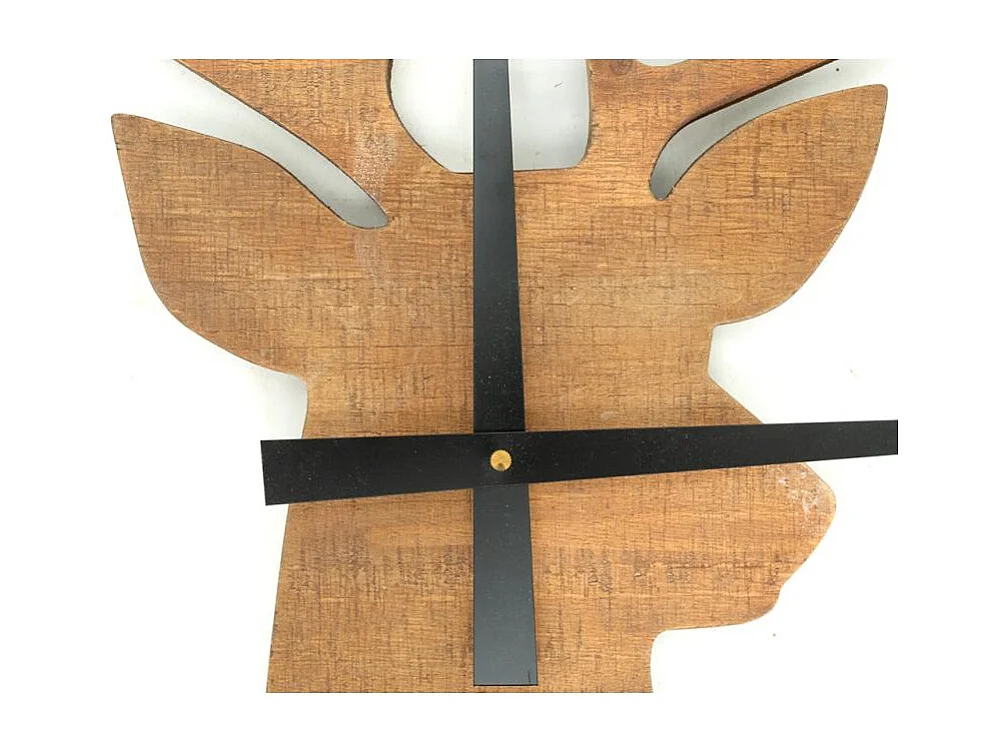 Horloge murale cerf en bois et métal noir – Design nature et décor mural original