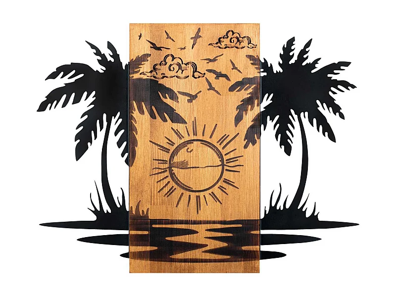 Décoration murale en bois et métal Walnut Hawaï