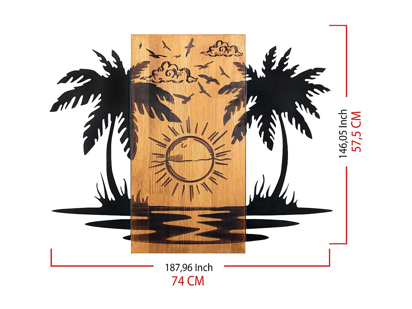 Décoration murale en bois et métal Walnut Hawaï