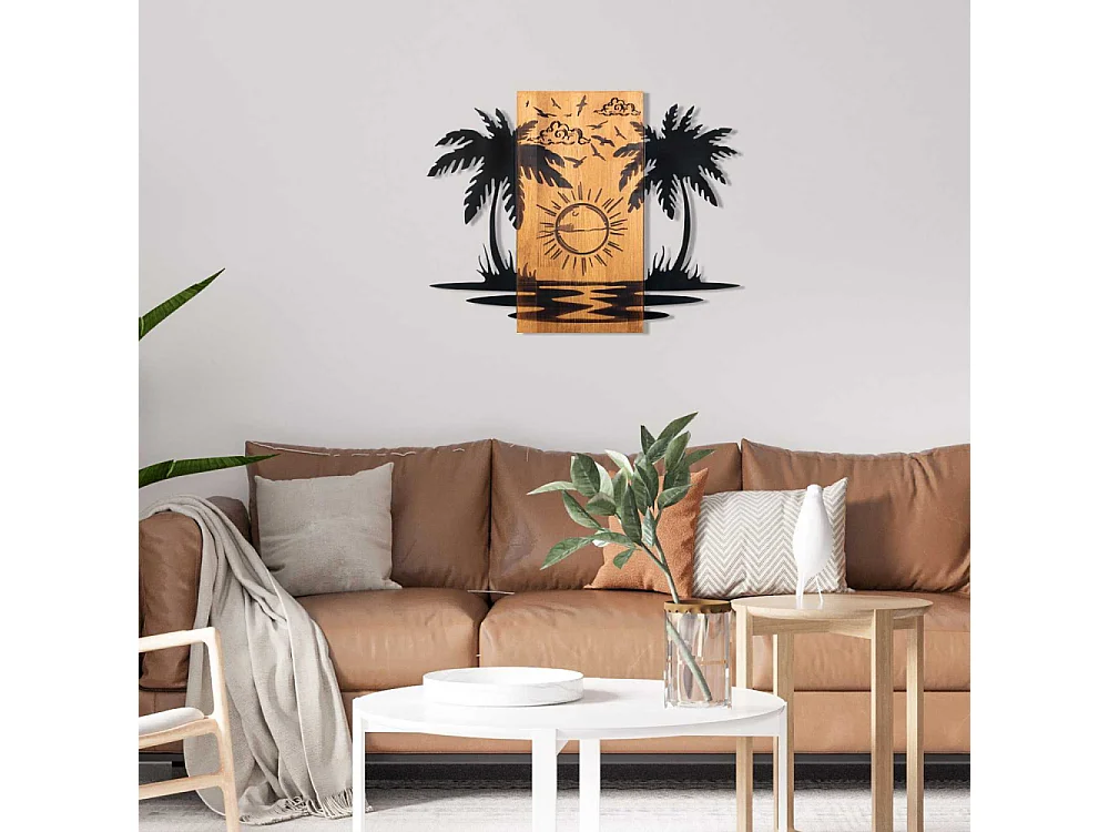 Décoration murale en bois et métal Walnut Hawaï