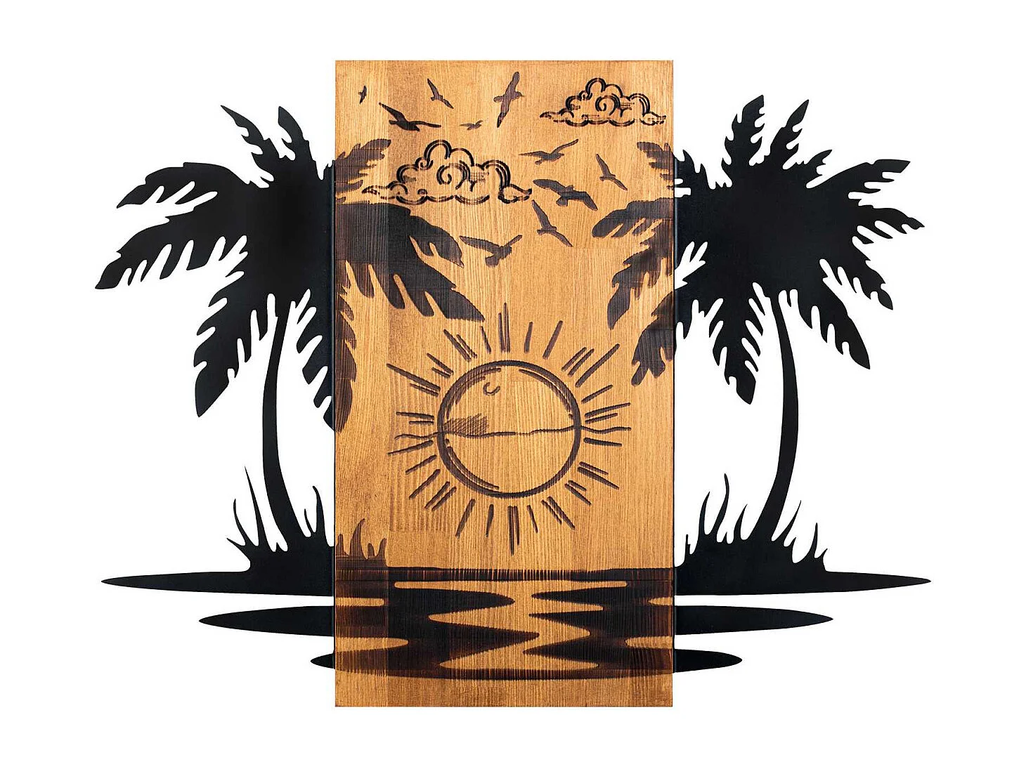 Décoration murale en bois et métal Walnut Hawaï