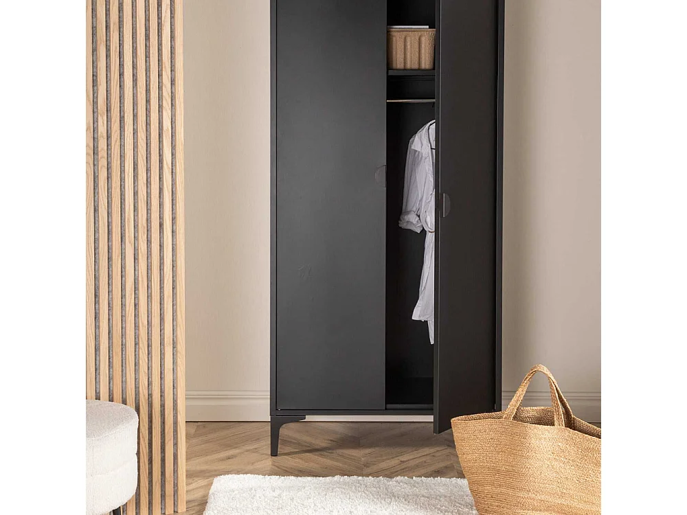Armoire Design 2 Portes "Piring" 183cm Noir