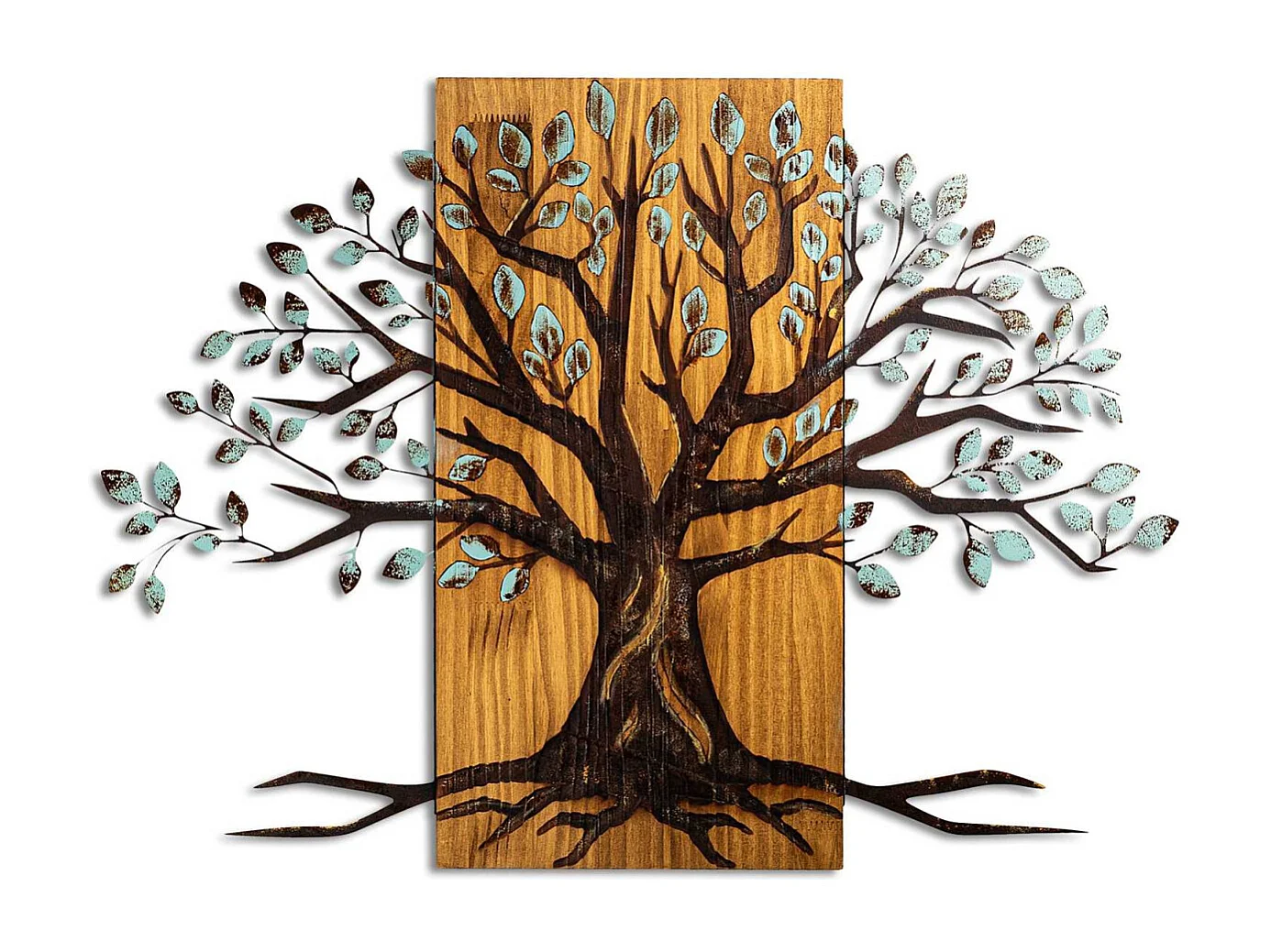 Décoration murale en métal et bois Arbre