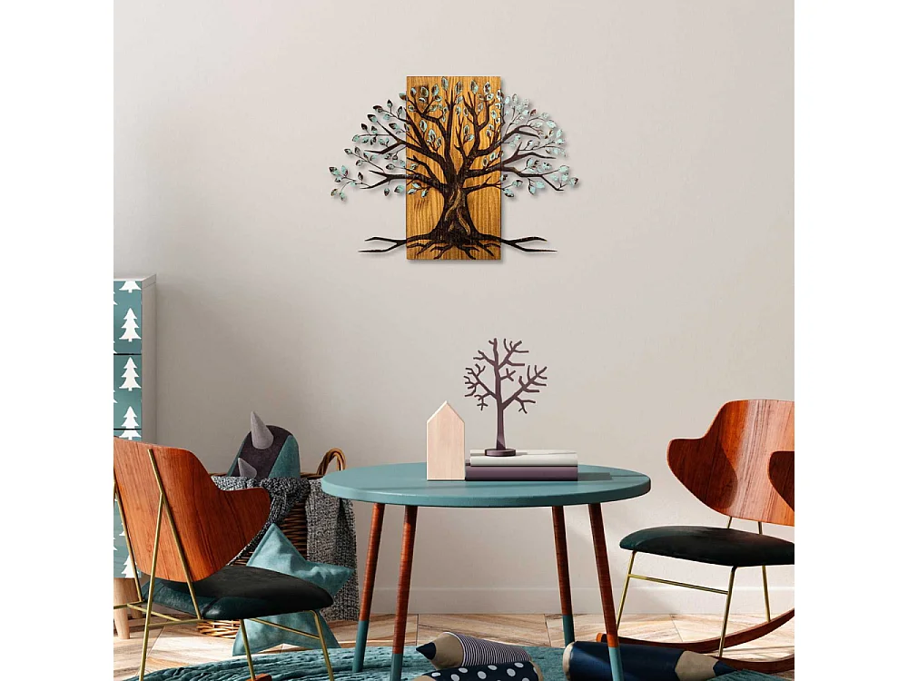 Décoration murale en métal et bois Arbre