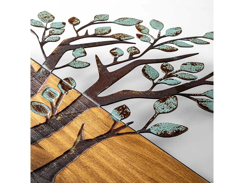 Décoration murale en métal et bois Arbre