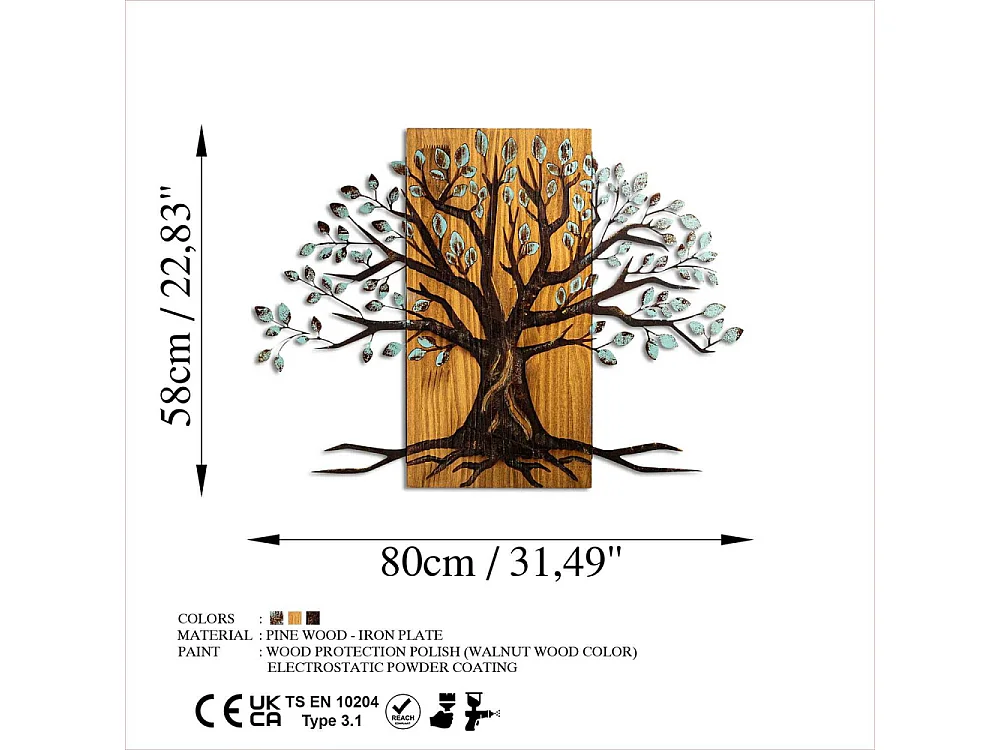 Décoration murale en métal et bois Arbre