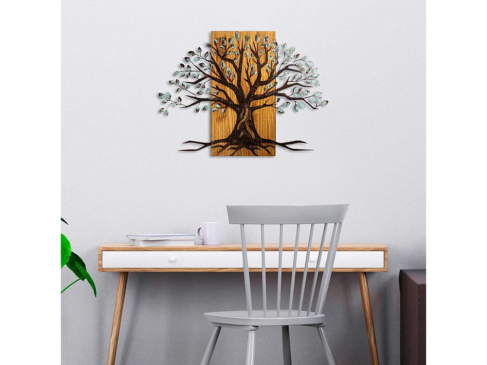 Décoration murale en métal et bois Arbre