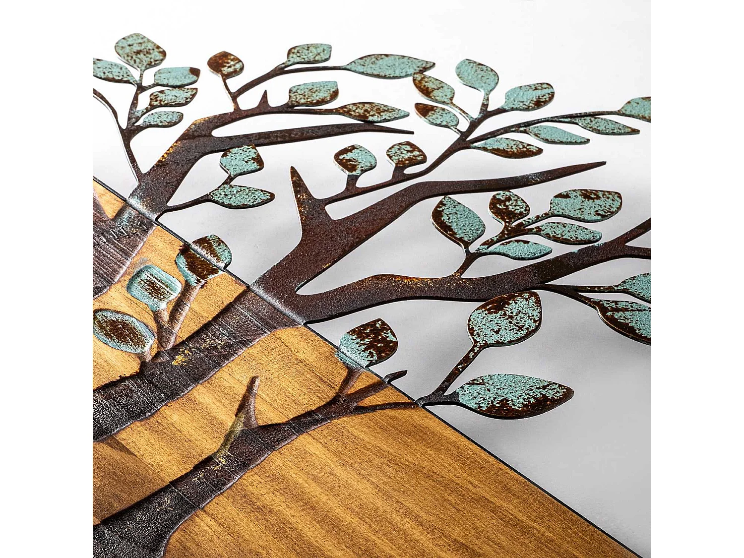 Décoration murale en métal et bois Arbre