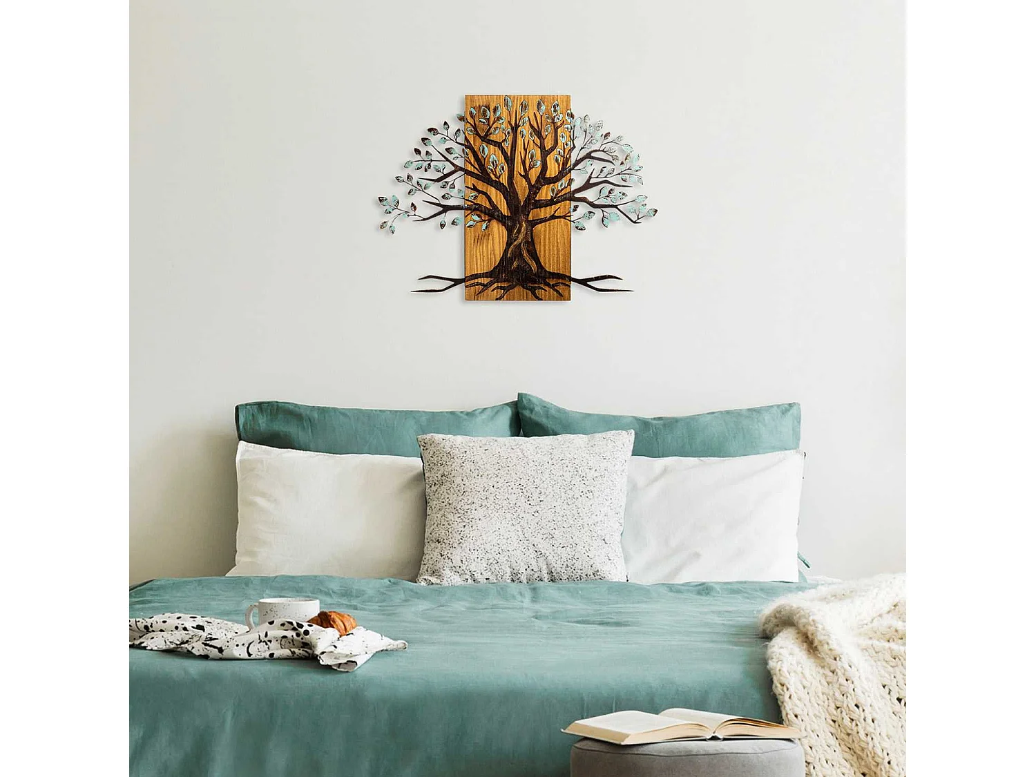 Décoration murale en métal et bois Arbre