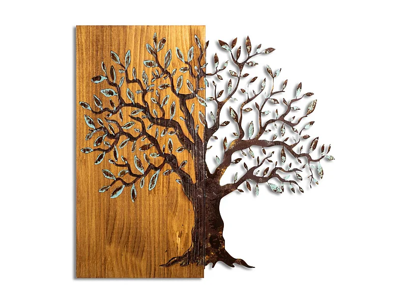 Décoration murale en métal et bois Arbre Modèle 4