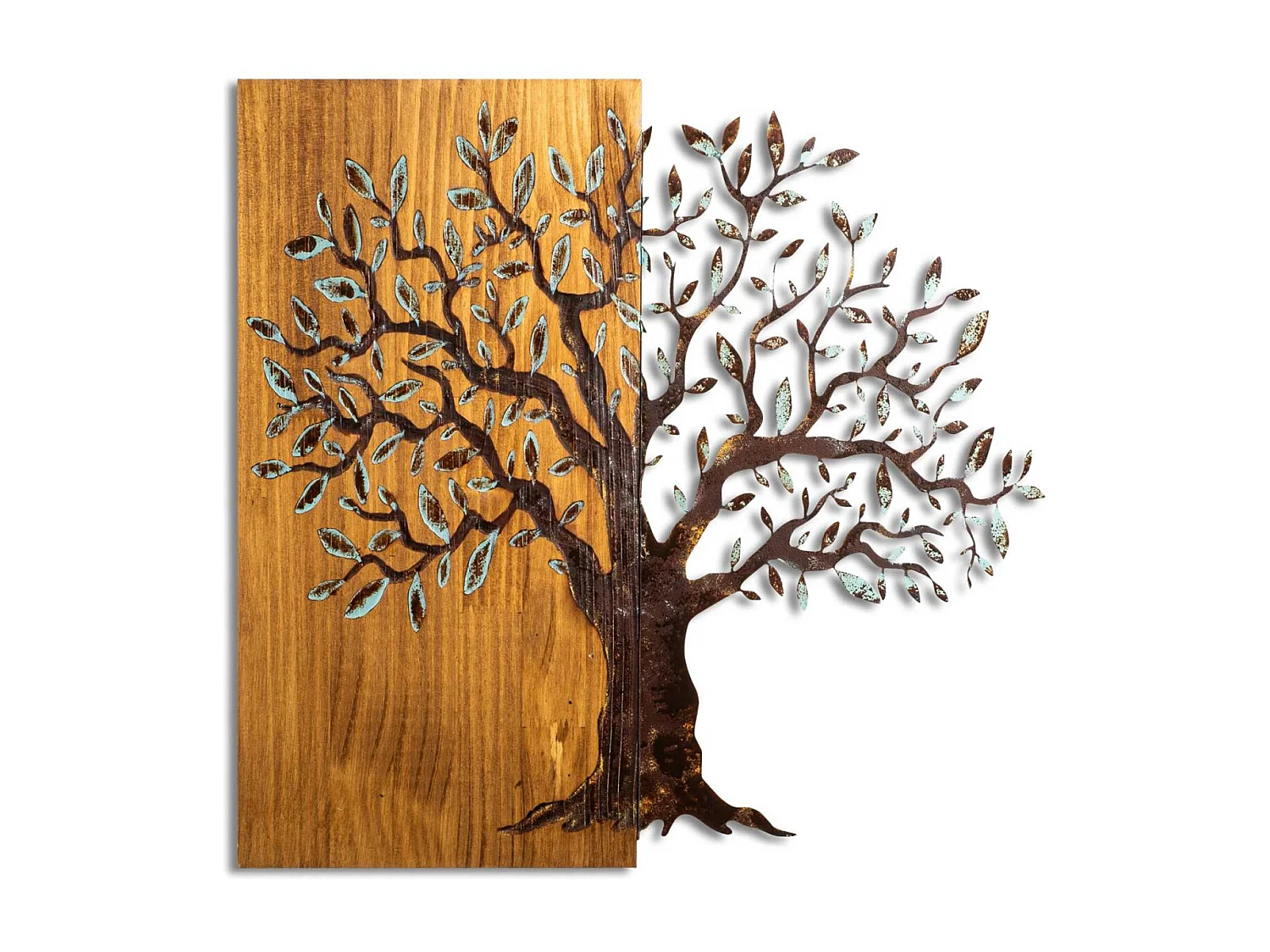 Décoration murale en métal et bois Arbre Modèle 4