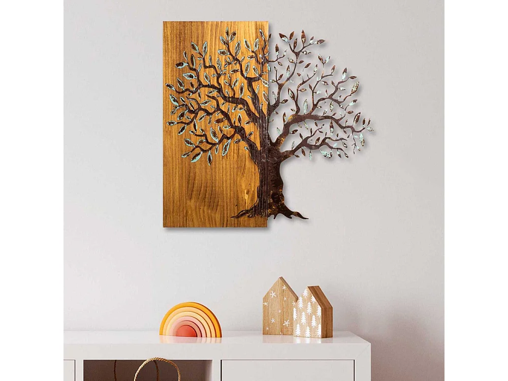Décoration murale en métal et bois Arbre Modèle 4