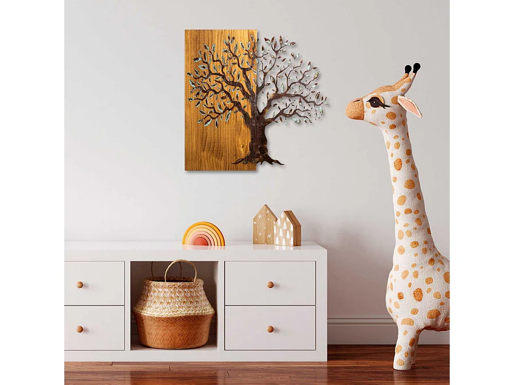 Décoration murale en métal et bois Arbre Modèle 4