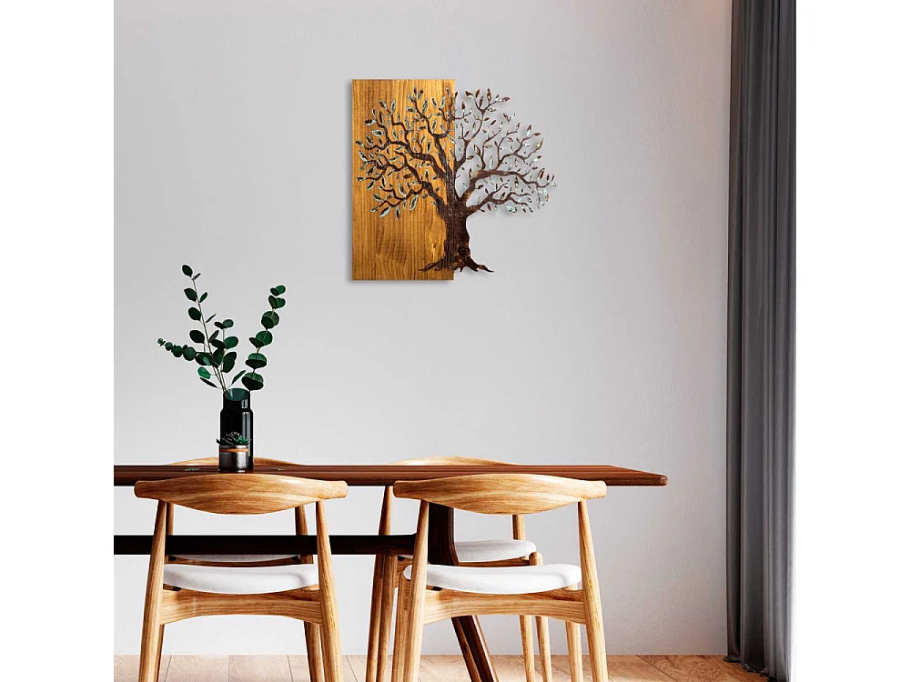 Décoration murale en métal et bois Arbre Modèle 4