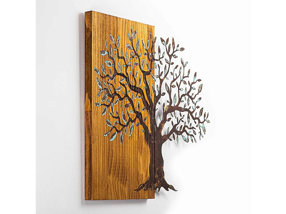 Décoration murale en métal et bois Arbre Modèle 4