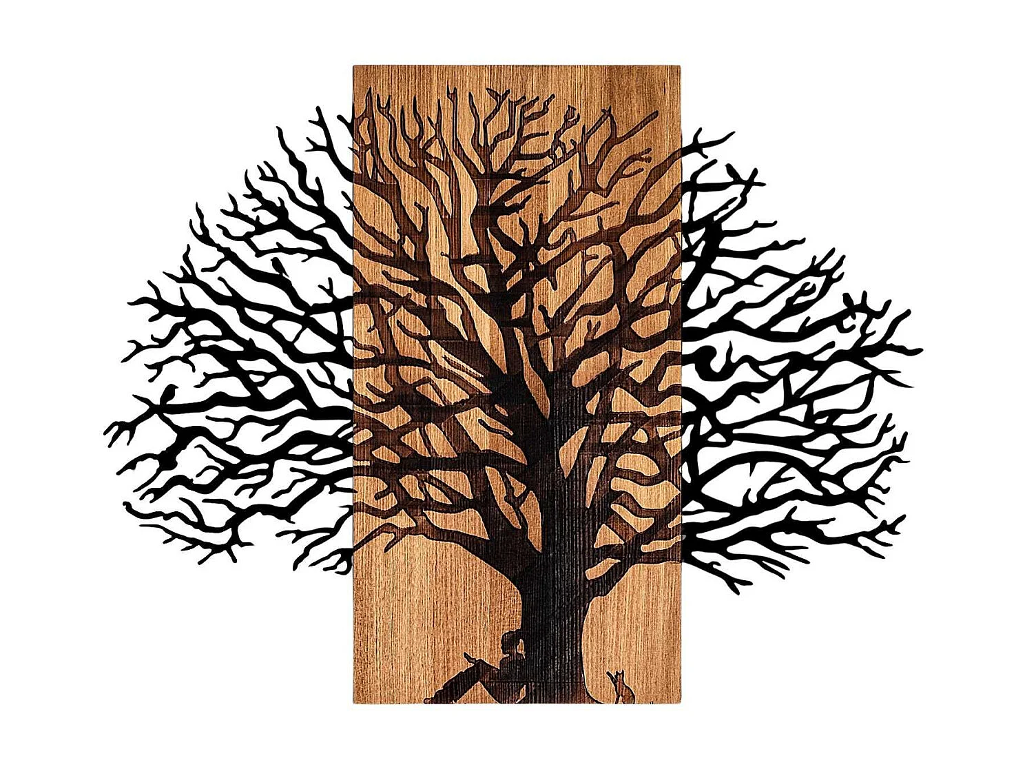 Décoration murale en métal et bois Arbre Modèle 3