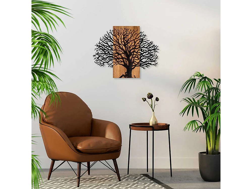 Décoration murale en métal et bois Arbre Modèle 3