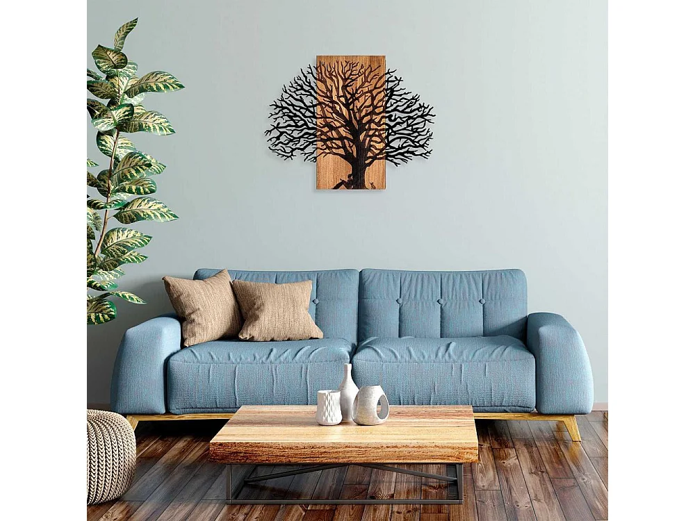 Décoration murale en métal et bois Arbre Modèle 3