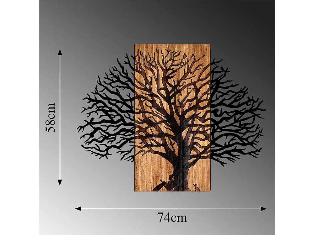 Décoration murale en métal et bois Arbre Modèle 3