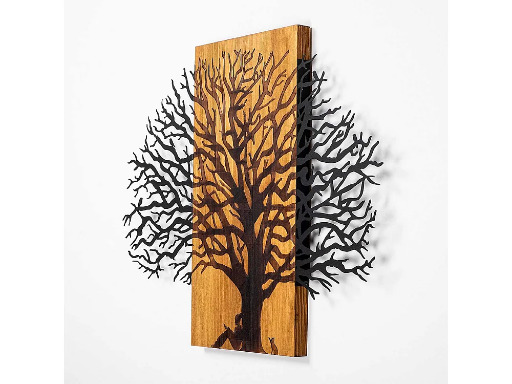 Décoration murale en métal et bois Arbre Modèle 3
