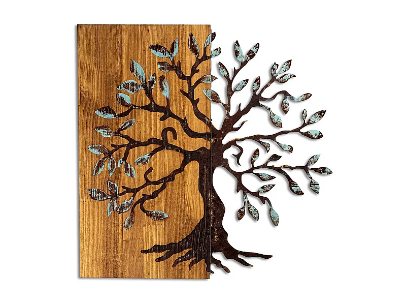 Décoration murale en métal et bois Arbre Modèle 5