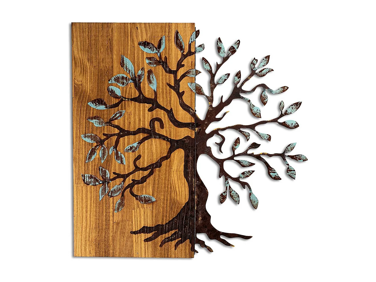 Décoration murale en métal et bois Arbre Modèle 5