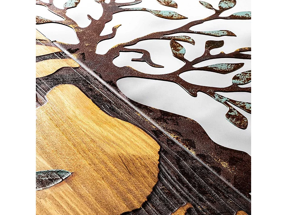Décoration murale en métal et bois Arbre Modèle 5