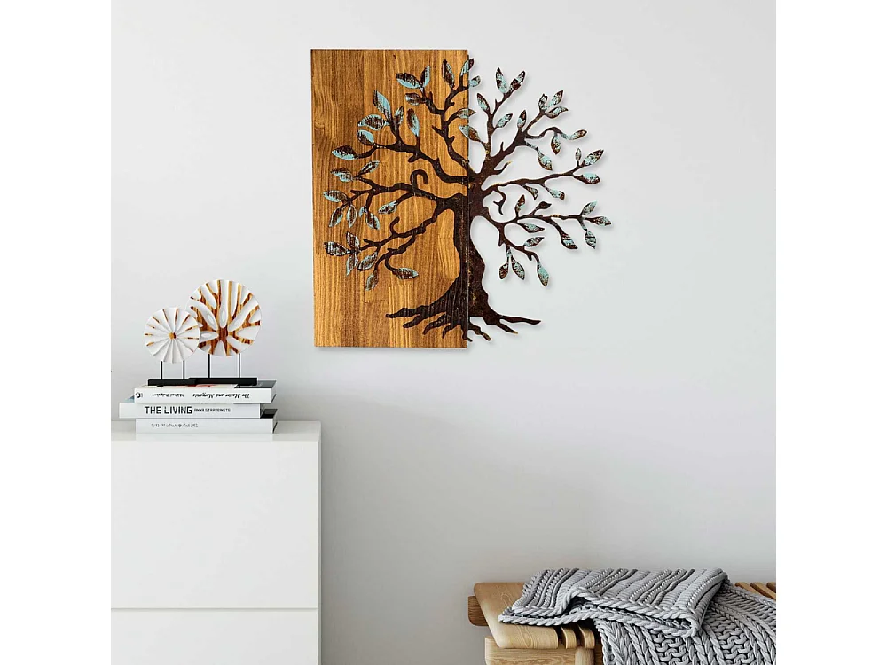 Décoration murale en métal et bois Arbre Modèle 5